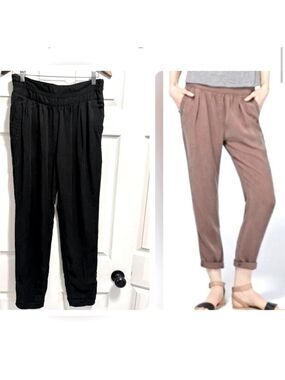 Aritzia Wilfred Casbah Lyocell Paper Bag Waist Ankle Pants Trousers Black Size 8